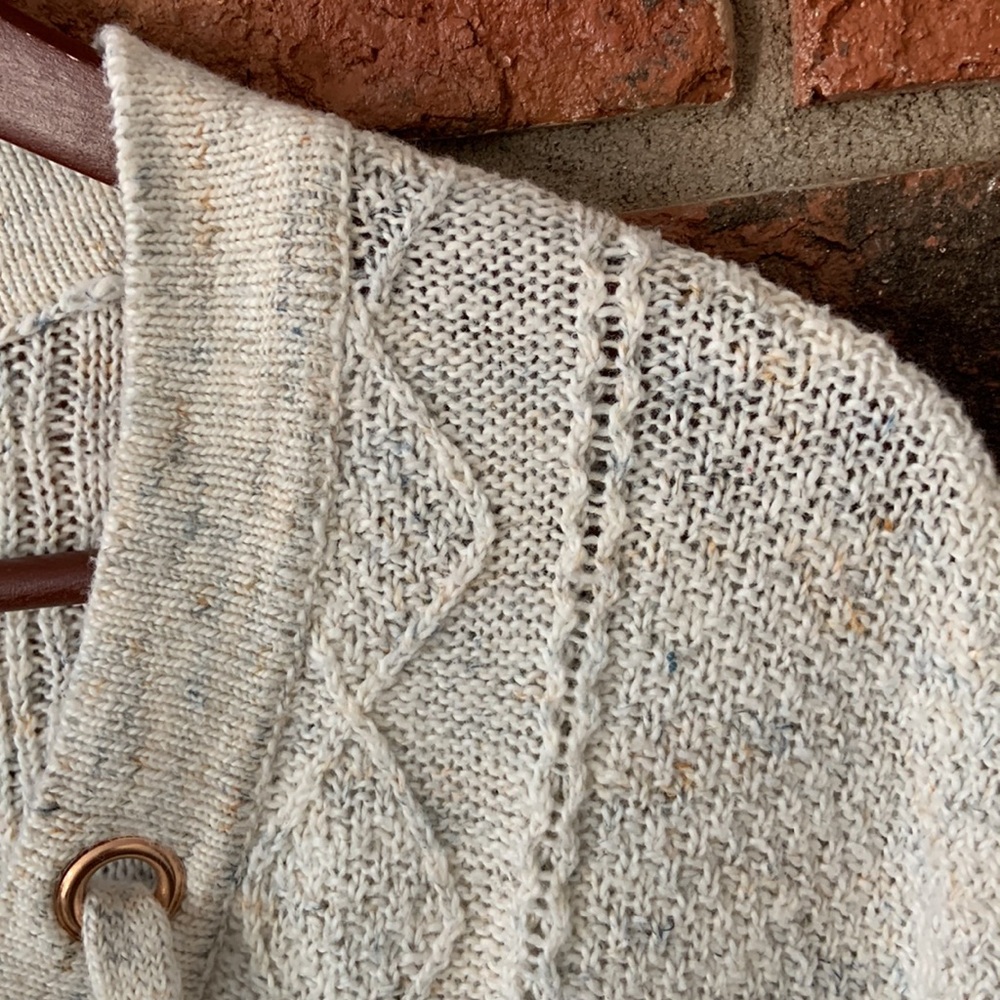 Aerie Cream Oversized Lace-Up Knit Sweater - Picture 7 of 9